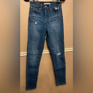 Levis Levi’s Wedgie Skinny Pacific Waves High Rise Button Fly Jeans Size 24